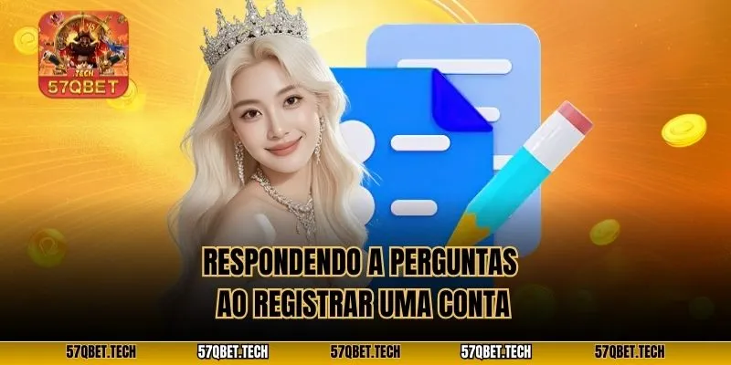 Respondendo a perguntas ao registrar uma conta