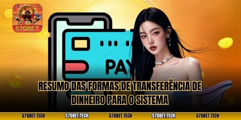Resumo das formas de transferência de dinheiro para o sistema